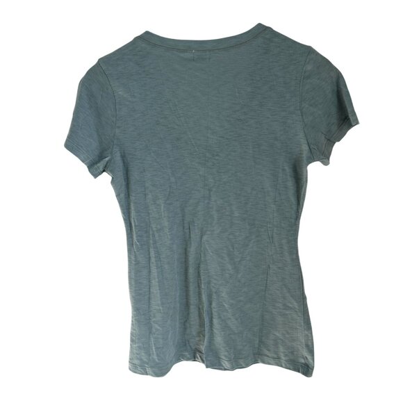 Dildabanian Womens Blue V-Neck Short-Sleeve Cotton T-Shirt Size Large Made In US - Picture 4 of 6